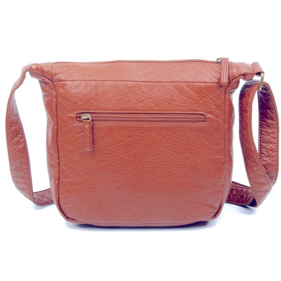 NWT AMPÉRE CREATIONS peach vegan Leather crossbody bag - Picture 5 of 9